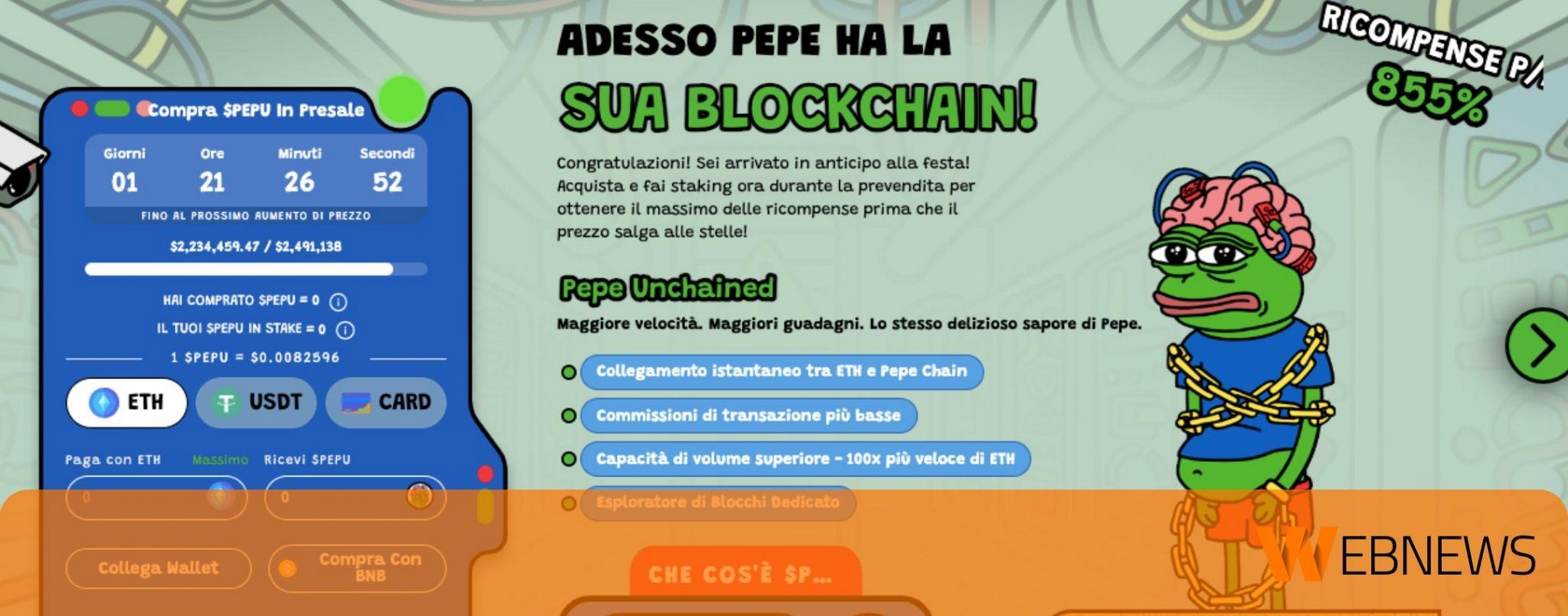 Pepe Unchained supera i 5 milioni di dollari in prevendita: diventerà più grande di Pepe coin?