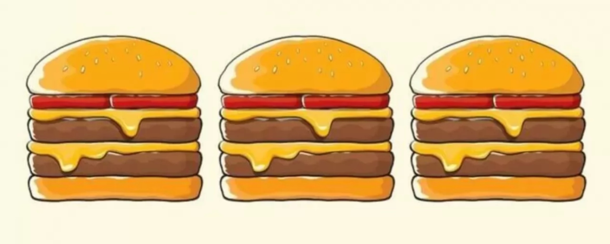 Test del QI, uno degli hamburger è diverso: hai trovato l'errore?