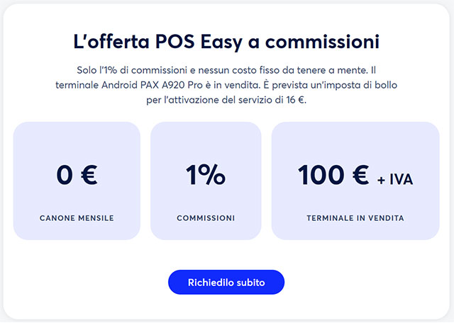 L'offerta a canone zero per il POS di Axerve