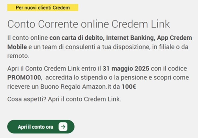 conto corrente online credem link