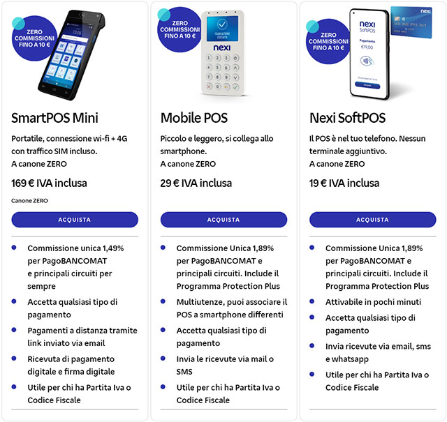 Le soluzioni POS di Nexi a canone zero: SmartPOS Mini, Mobile POS e SoftPOS