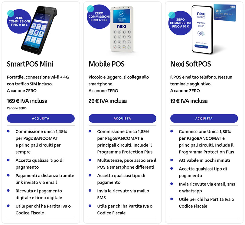 I POS di Nexi a zero canone