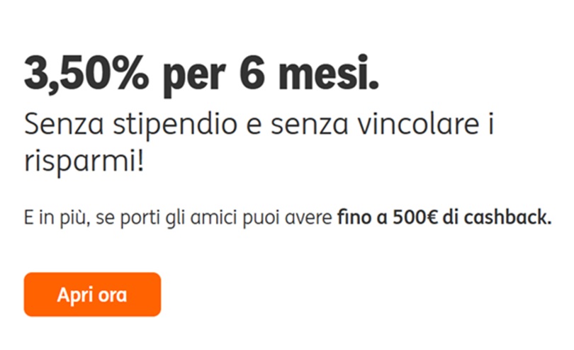 conto arancio 3,50 per cento di interessi