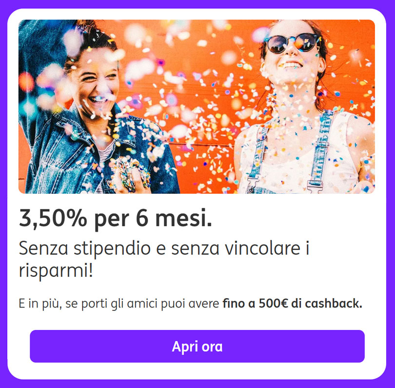 Il conto deposito di ING ti dà il 3,50% per 6 mesi