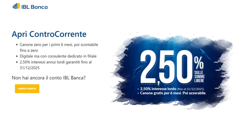 ibl banca interesse 2,50 per cento