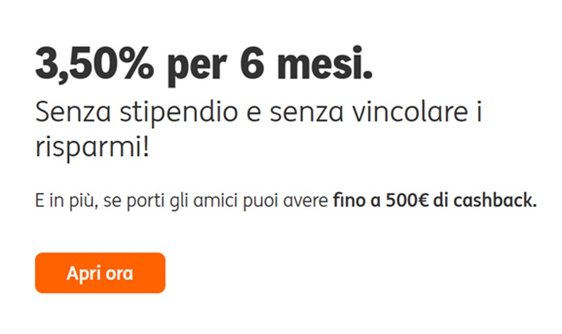 ing 3,50 per cento per 6 mesi conto arancio