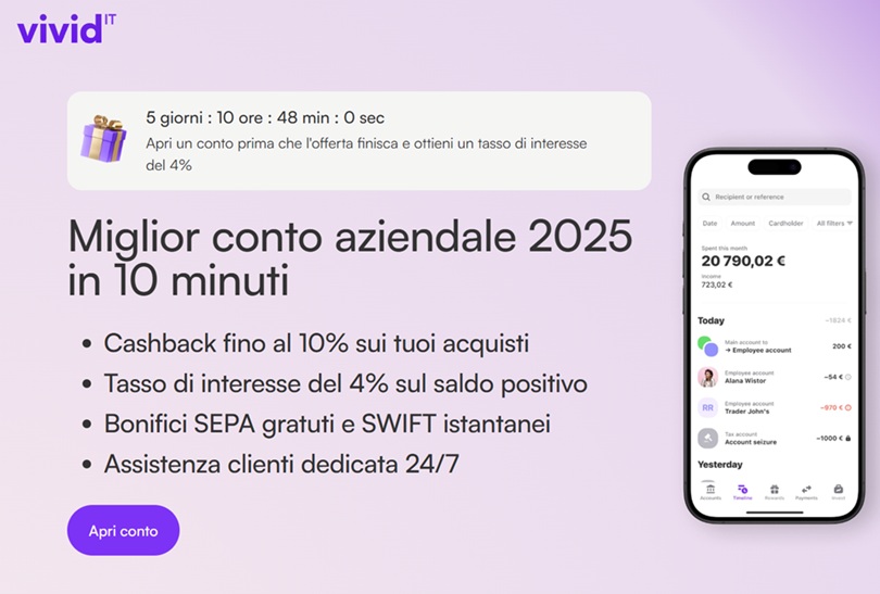 vivid miglior conto business