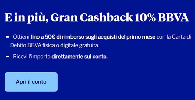 gran cashback 10 per cento bbva