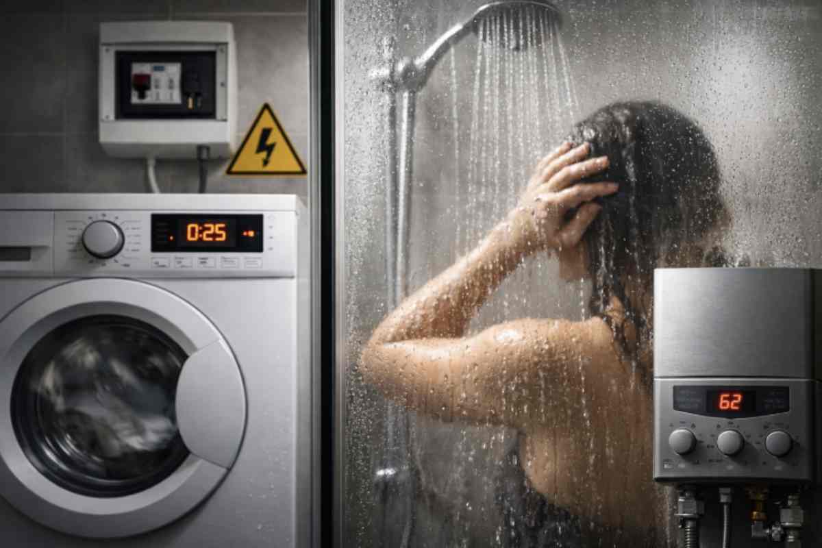 Fare la doccia quando è in funzione la lavatrice è un'abitudine pericolosissima: gli esperti mettono in guarda gli italiani