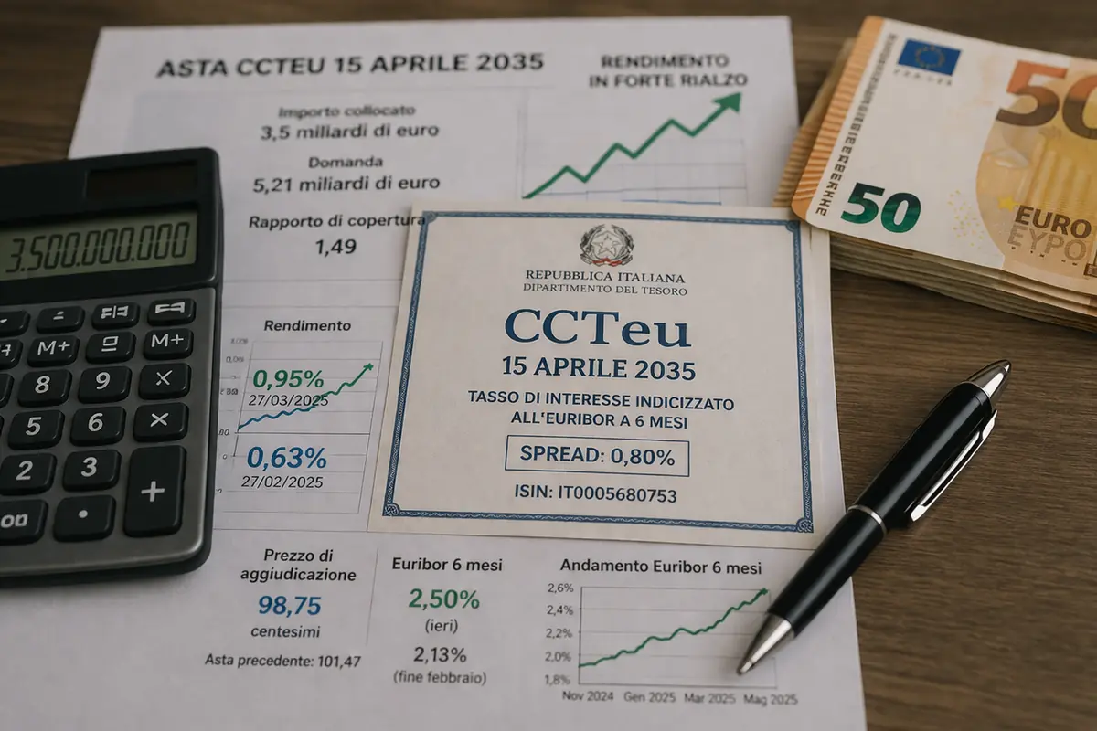 CcTeu aprile 2035, rendimento in crescita e prezzo in calo: il segnale dei mercati sui tassi