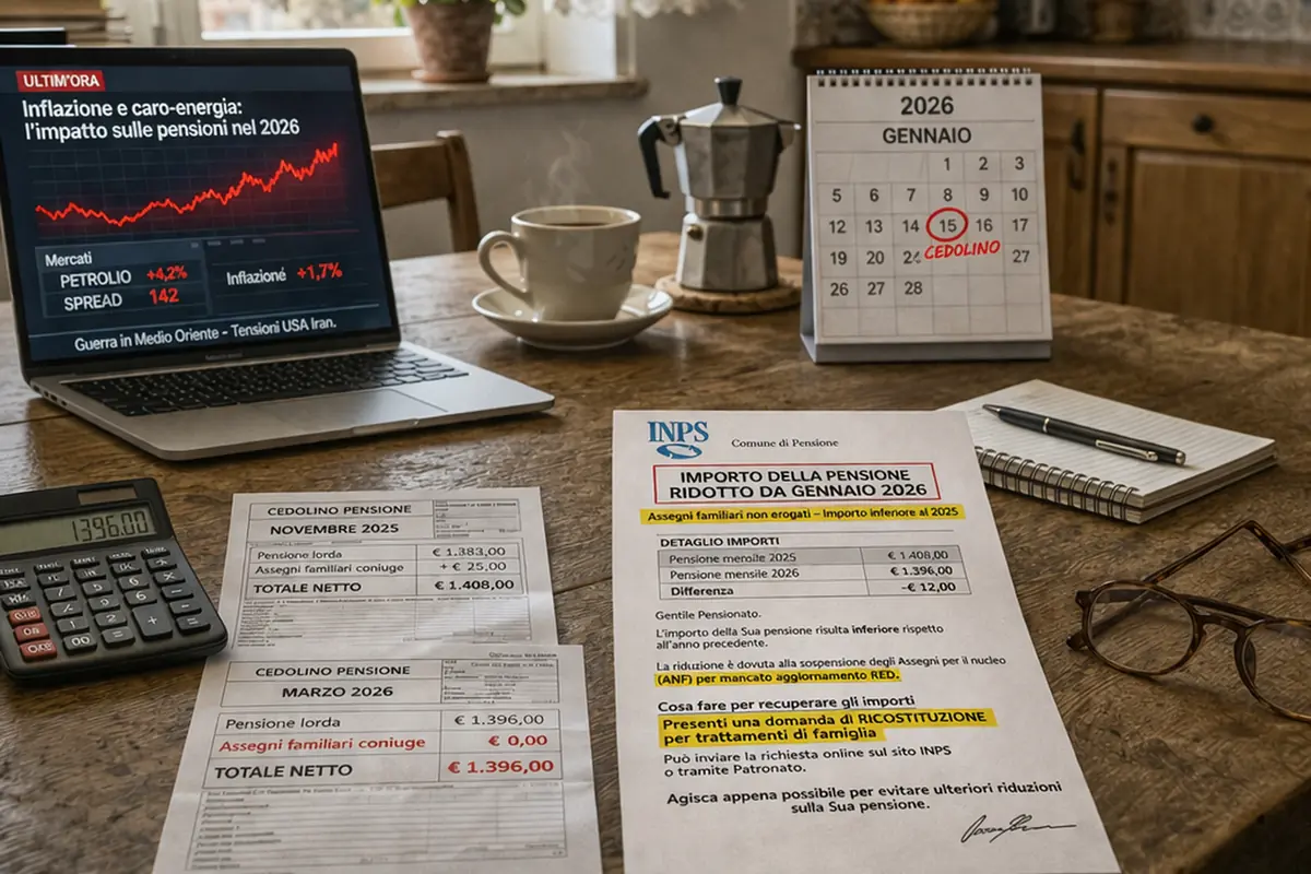 Pensione più bassa nel 2026, cosa sta succedendo davvero e come recuperare subito gli importi