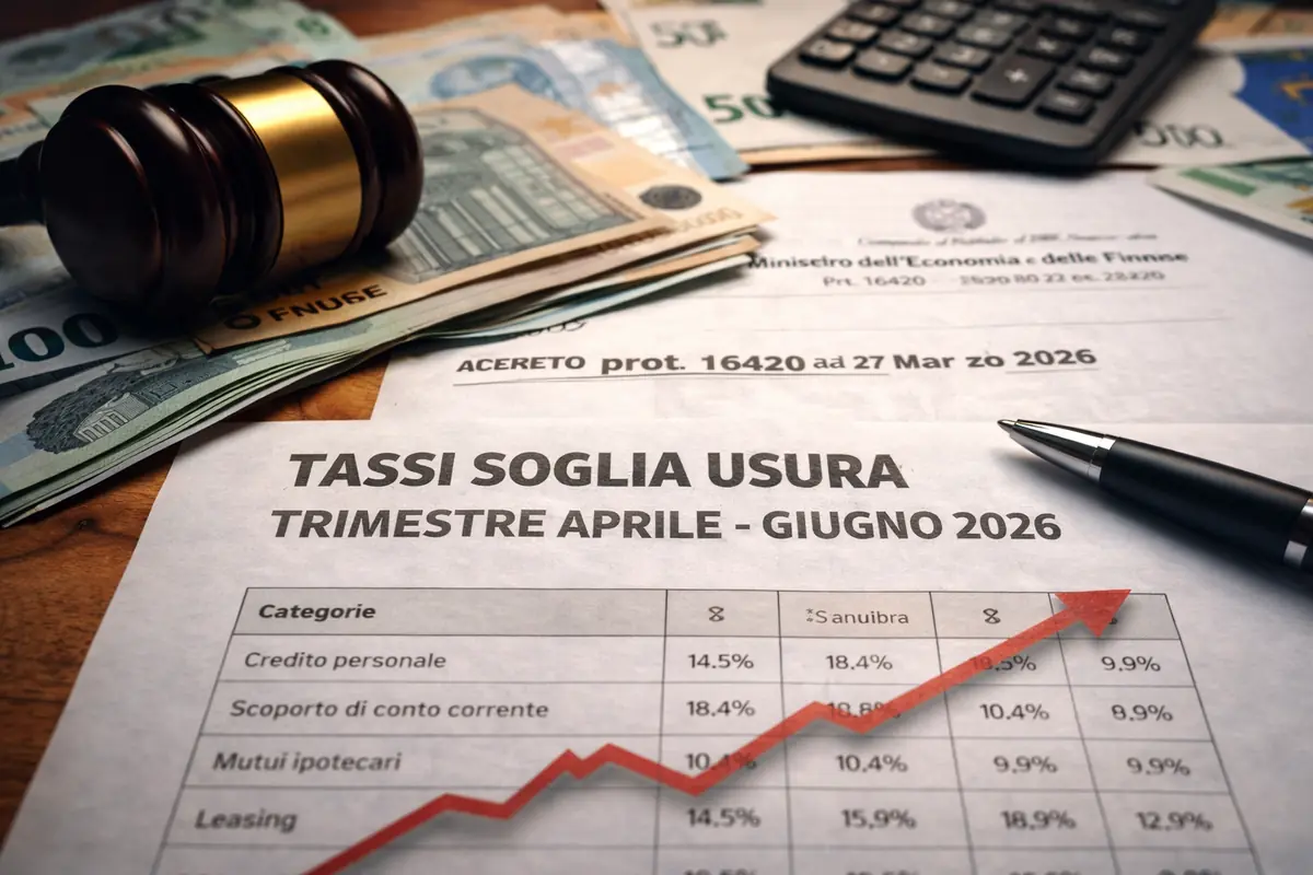 Usura, aggiornati i tassi soglia per il secondo trimestre 2026: cosa cambia per prestiti e mutui