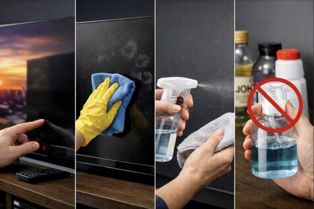 Un altro errore frequente è spruzzare direttamente acqua o detergenti sullo schermo.È una pratica rischiosa