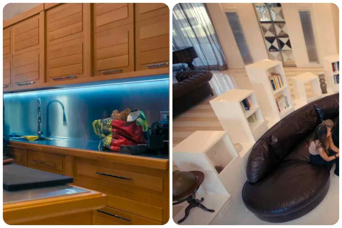 Scorcio salone e cucina della villa all'Eur di Ilary Blasi