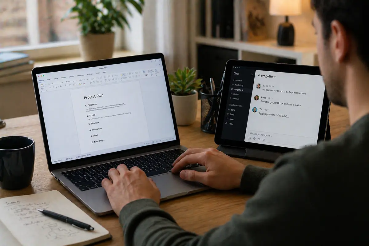 Spazio di lavoro con secondo monitor