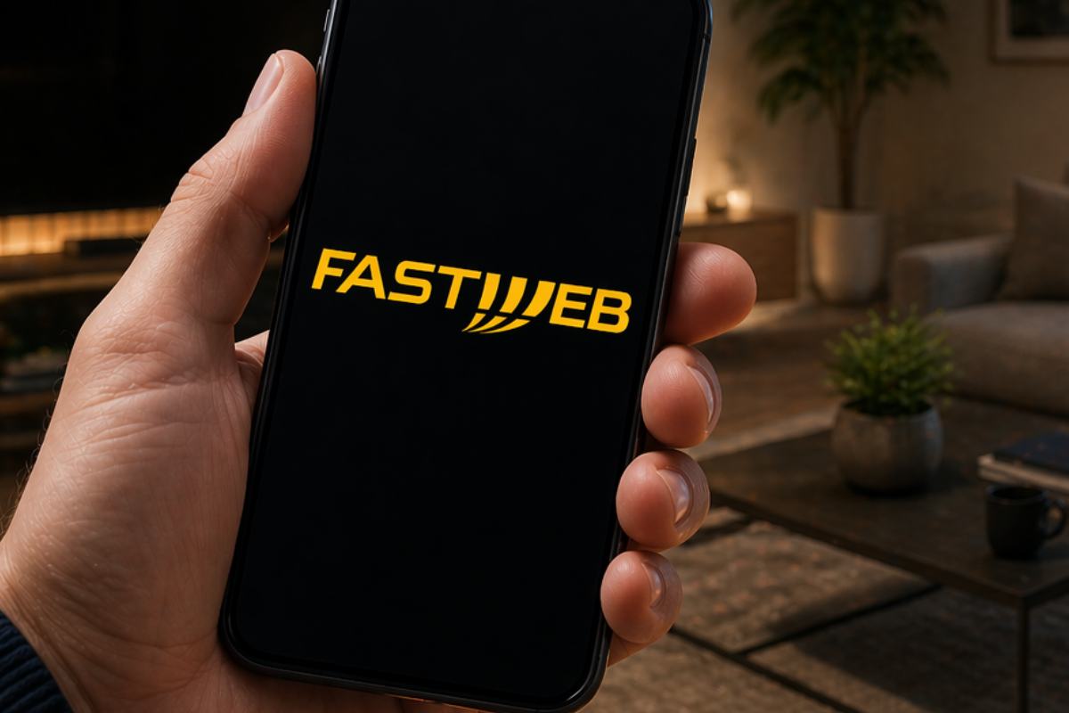 rete fastweb logo su smartphone