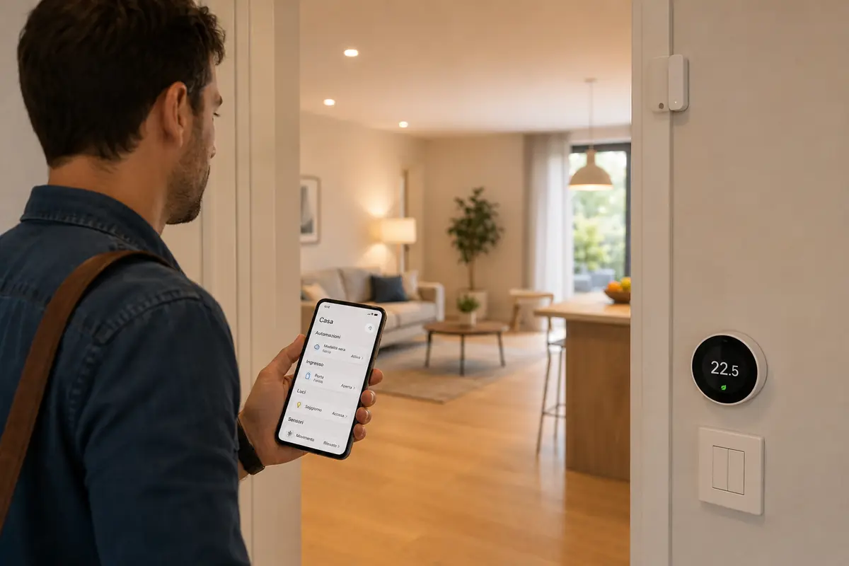 Sensori e luci lavorano insieme nella casa smart