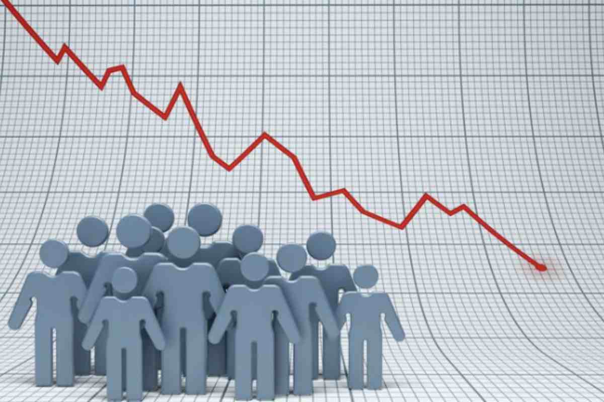 Calo demografico italia rappresentazione grafica visiva