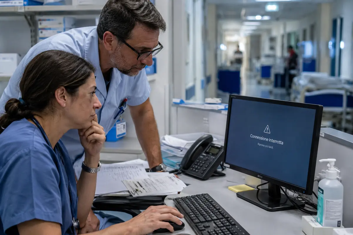 connessione interrotta in un ospedale