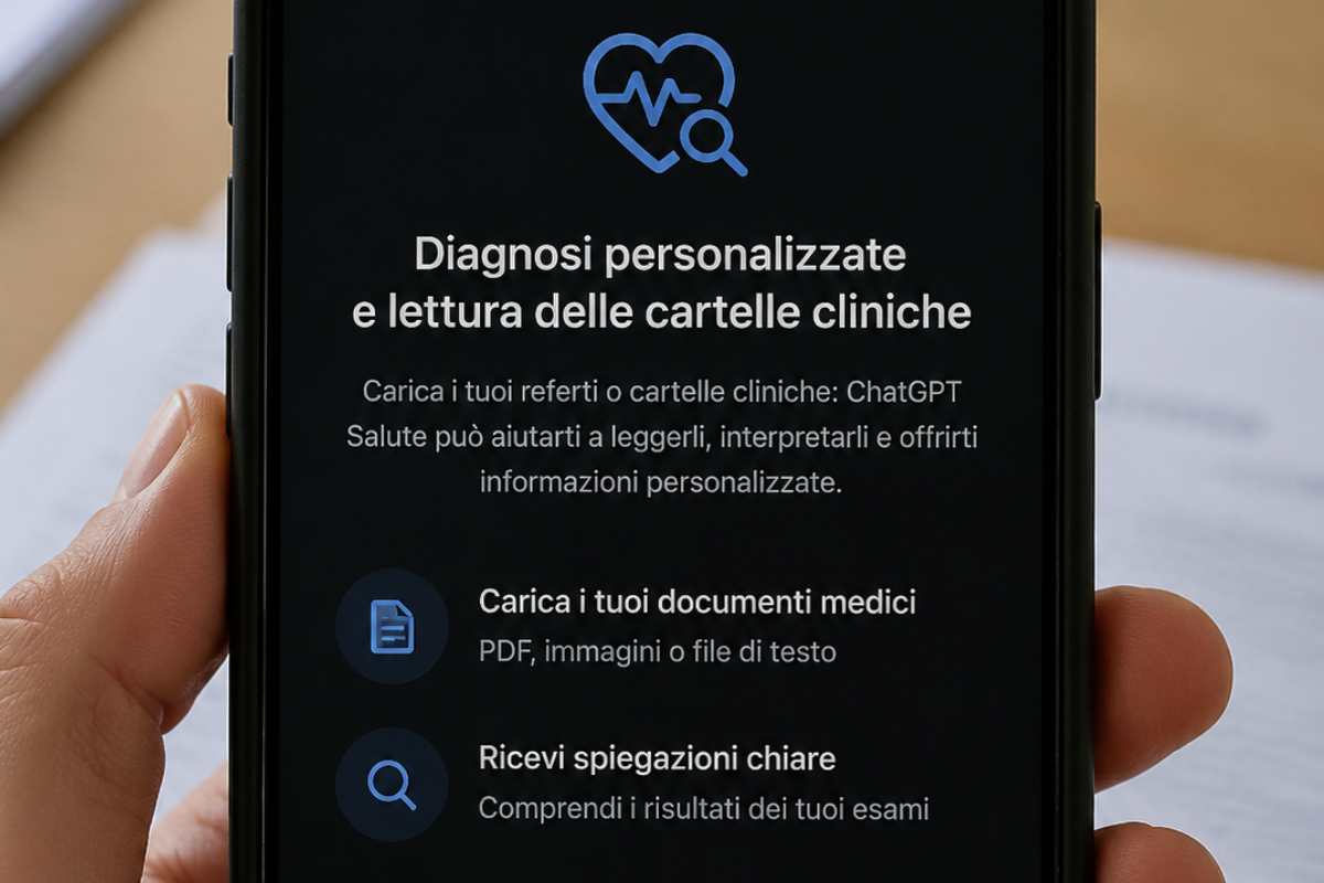 Schermata chatgpt salute aperta su un cellulare