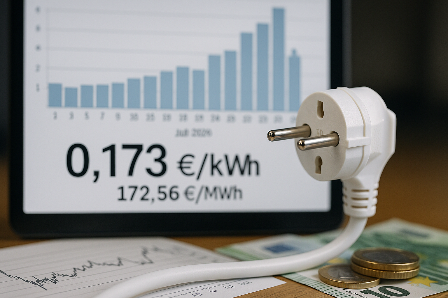 Energia elettrica ai massimi di luglio: PUN a 0,173 €/kWh il 20 luglio 2026