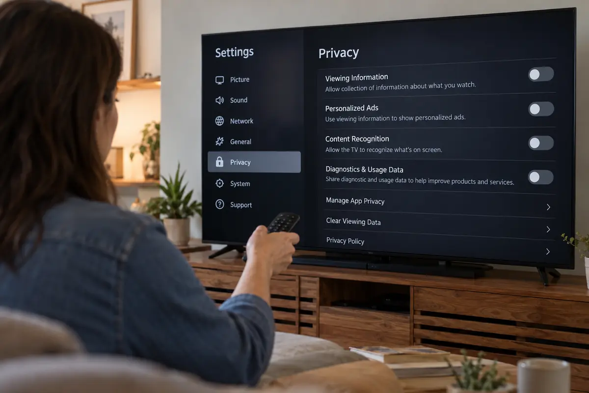Controllo delle impostazioni privacy della Smart TV