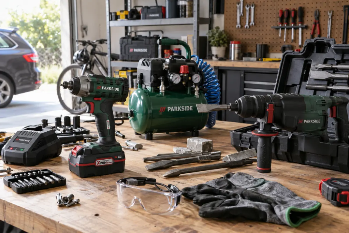 Utensili Parkside pronti per garage e officina